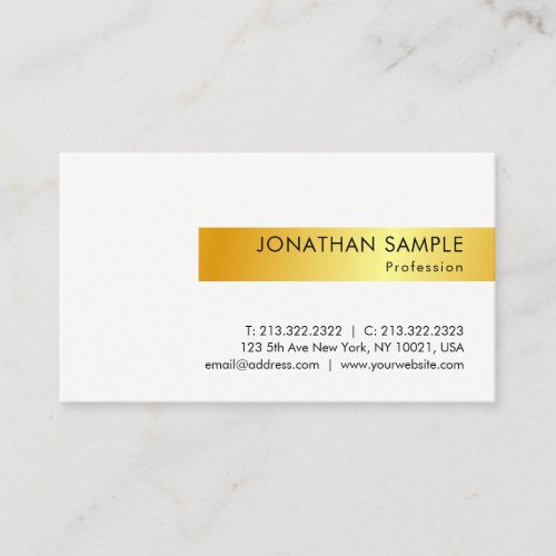 Gold White Modern Elegant Simple Design Template Business Card