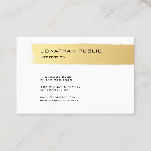 Gold White Modern Elegant Simple Template Luxe Business Card