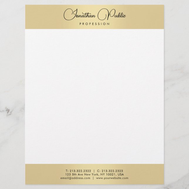 Gold White Modern Elegant Typography Template Letterhead (Front)