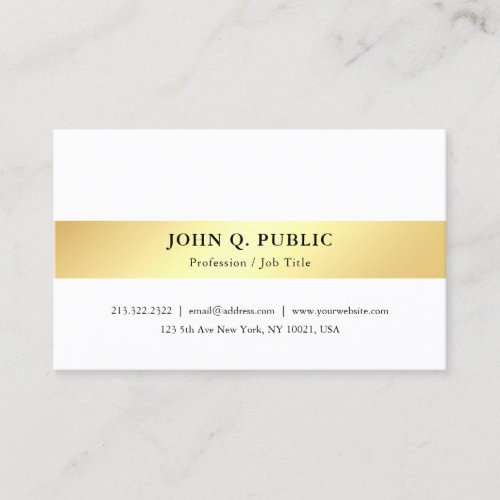 Gold White Modern Minimalistic Elegant Template Business Card