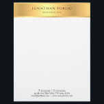 Gold White Modern Professional Elegant Template Letterhead<br><div class="desc">Gold White Modern Professional Elegant Template Letterhead Stationery Paper.</div>