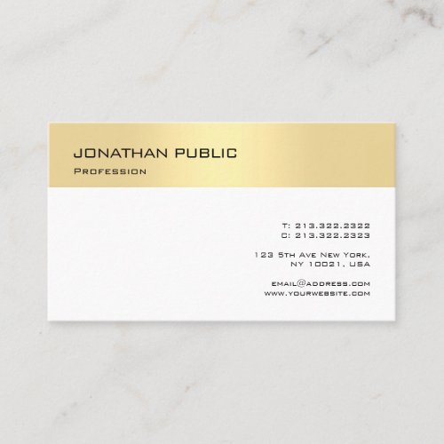 Gold White Modern Professional Minimalist Template Business Card