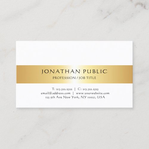 Gold White Modern Professional Simple Design Chic Business Card