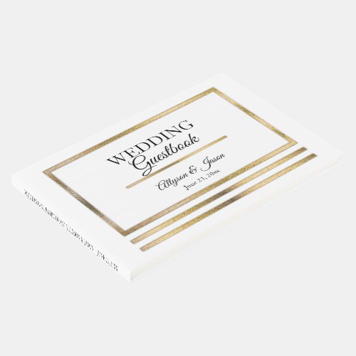 Gold  White Modern Simple Elegant Wedding Guest Book