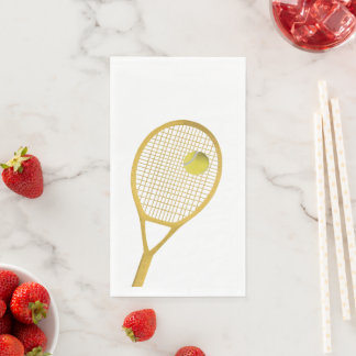 Gold White Modern Tennis Ball White Racket Paper Guest Towels