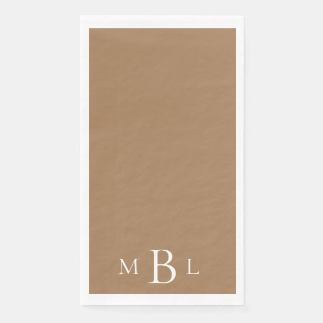 Gold White Monogram Elegant Wedding  Paper Guest Towels (Front)