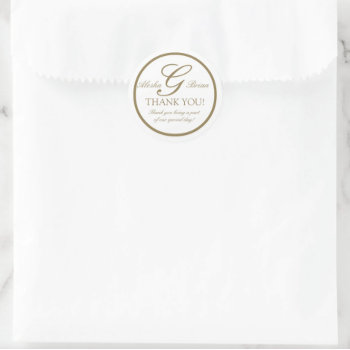 Gold White Monogram G Wedding Favor Stickers by ElegantMonograms at Zazzle