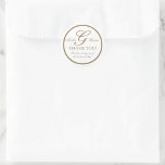Gold White Monogram G Wedding Favor Stickers at Zazzle