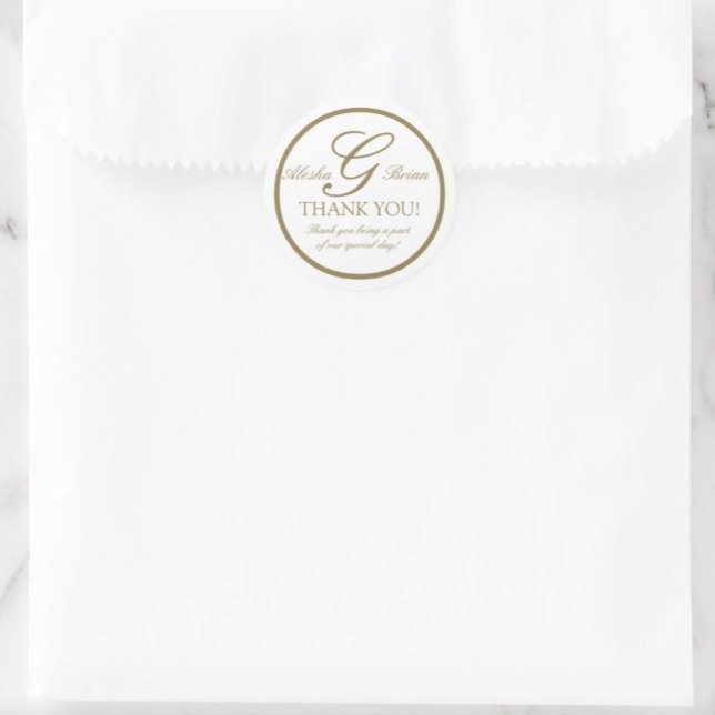 Gold White Monogram G Wedding Favor Stickers (Creator Uploaded)