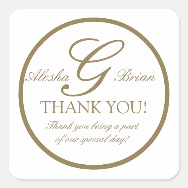Gold White Monogram G Wedding Favour Stickers (Front)