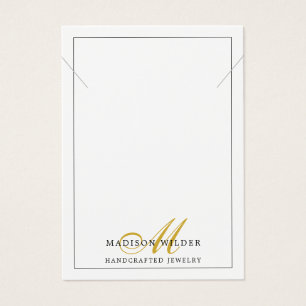 Gold White Monogram Jewelry Necklace Display Card