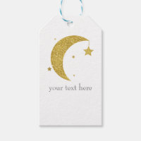 Gold & White Moon & Stars Baby Shower Celestial Gift Tags