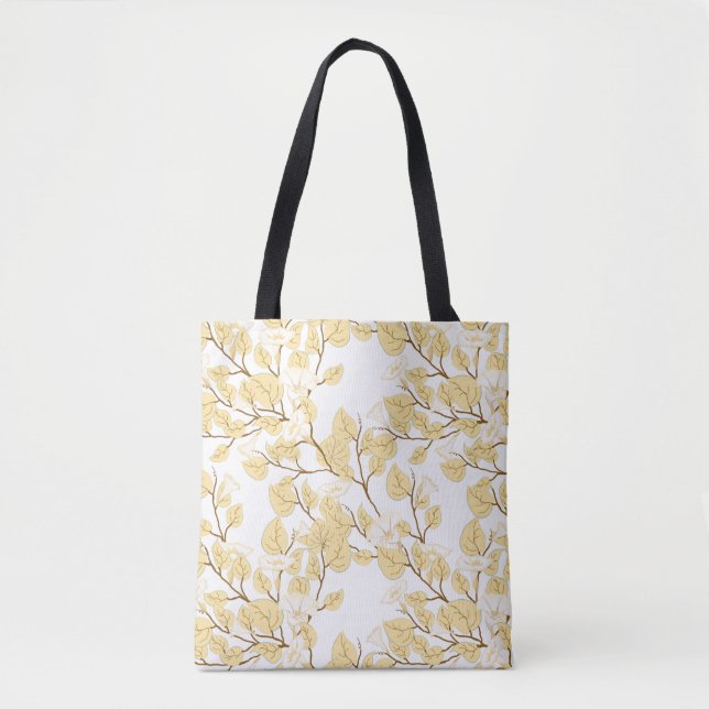 Gold White Morning Glory Flower  Tote Bag (Front)