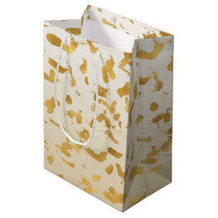 Gold White Ombre Animal Print Medium Gift Bag