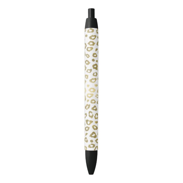 Gold White Ombre Leopard Print Pen (Front Vertical)