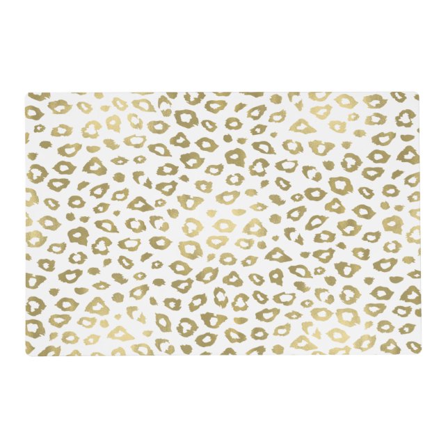 Gold White Ombre Leopard Print Placemat (Front)