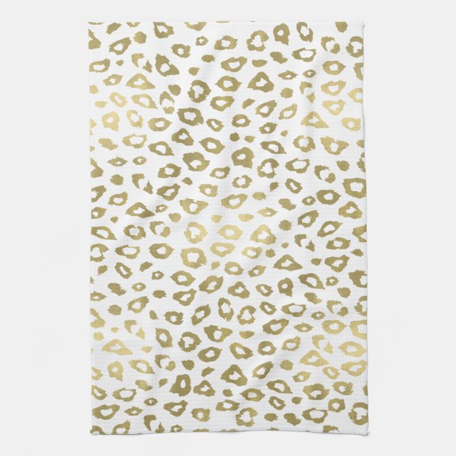 Gold White Ombre Leopard Print Towel (Vertical)