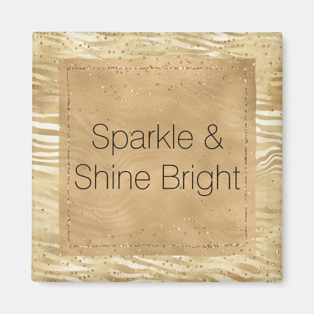 Gold White Ombre Zebra Confetti Sparkles   Magnet (Front)