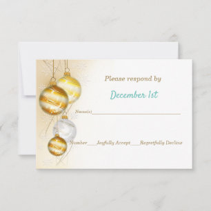 Gold & White Ornaments Christmas Wedding Invitation