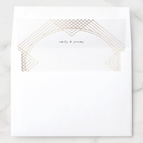 Gold White Oval Geometric Art Deco Gatsby Wedding Envelope Liner