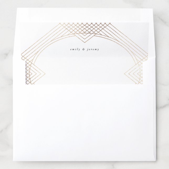 Gold White Oval Geometric Art Deco Gatsby Wedding Envelope Liner (In Envelope)