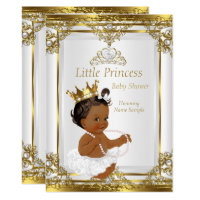 Gold White Pearl Princess Baby Shower Ethnic Card