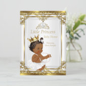 Gold White Pearl Princess Baby Shower Ethnic Invitation (Standing Front)