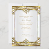 Gold White Pearl Princess Baby Shower Ethnic Invitation (Back)