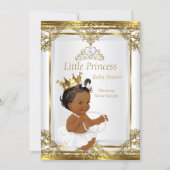 Gold White Pearl Princess Baby Shower Ethnic Invitation (Front)