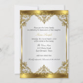 Gold White Pearl Princess Quinceanera Party Invitation (Back)