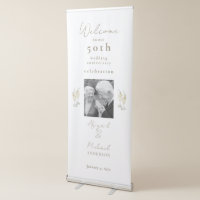Gold & White Photo 50th Anniversary Party Welcome