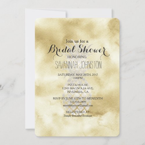 Gold White Pineapple bridal shower  Invitation