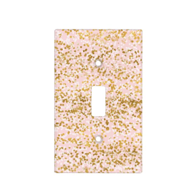 Gold White Pink Confetti Light Switch Cover (Front)