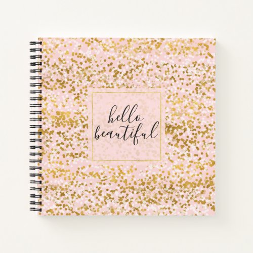 Gold White Pink Confetti Notebook