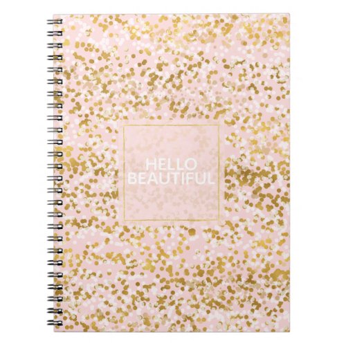 Gold White Pink Confetti Notebook