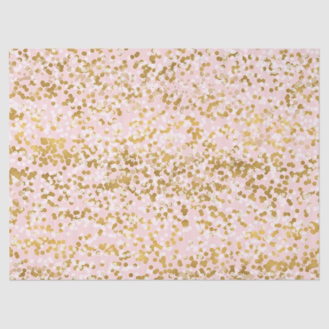 Gold White Pink Confetti Tissue Paper (Front)