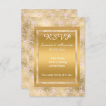Gold White Pink Lace Simple All Occassion RSVP