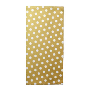 Gold & White Polka Dot Pattern Cloth Napkins