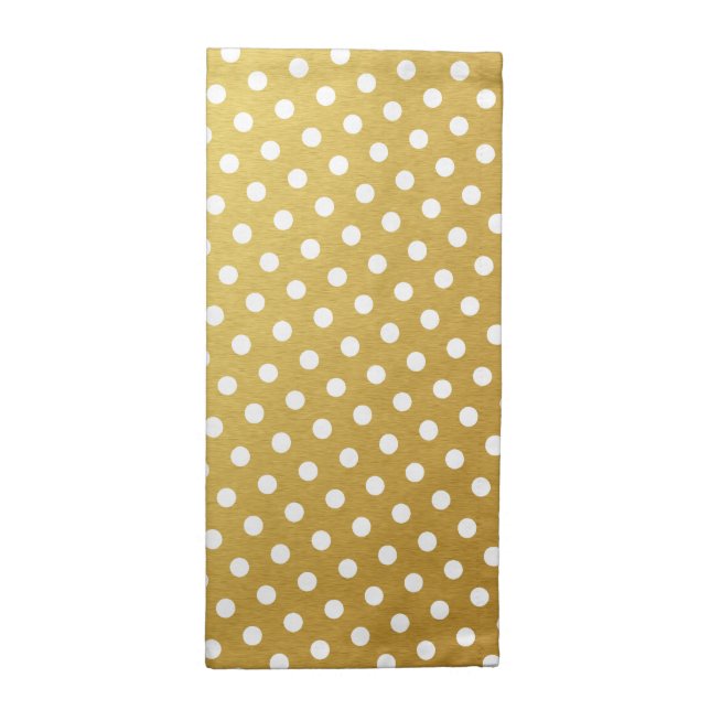Gold & White Polka Dot Pattern Cloth Napkins (Half Fold)