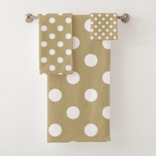 Gold & White Polka Dots Dot Bath Towel Set
