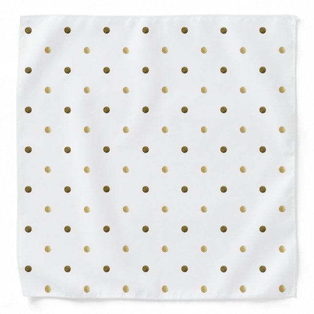 Gold White Polka Dots Golden Dots Modern Design Bandana (Front)