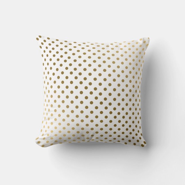 Gold & White Polka Dots Modern Geometric Pattern Throw Pillow (Front)