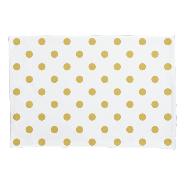Gold White Polka Dots Pattern Pillow Case (Front)