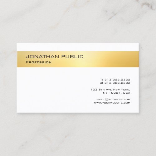 Gold White Professional Design Minimalist Template Business Card