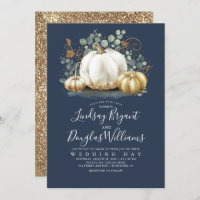 Gold White Pumpkins Rustic Navy Blue Fall Wedding