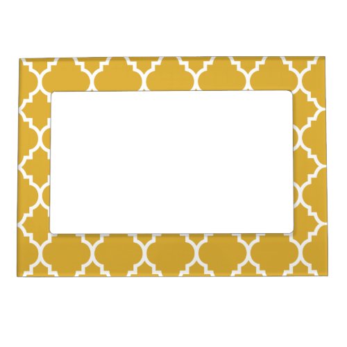 Gold White Quatrefoil Moroccan Pattern Magnetic Picture Frame