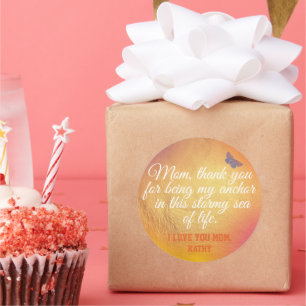 Gold White Quote Cute Unique Modern Mothers Day Classic Round Sticker