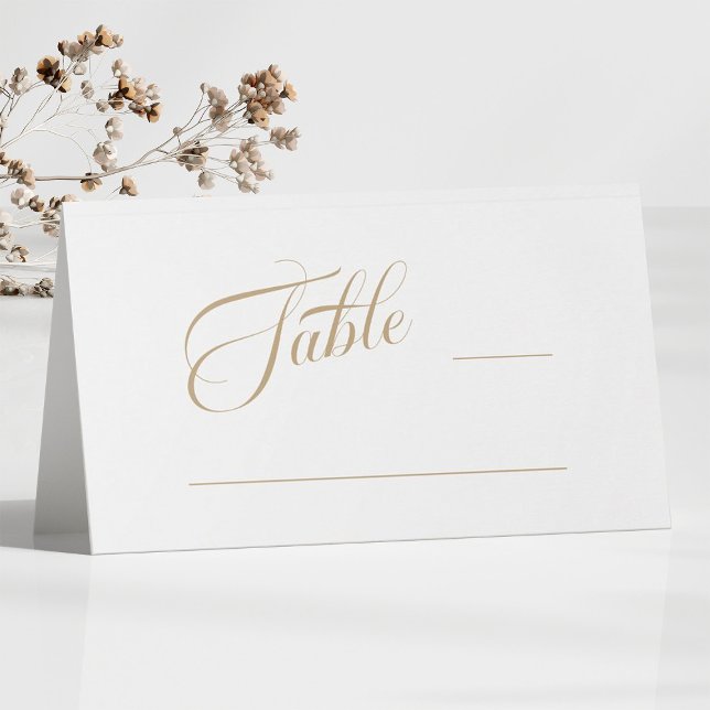 Gold & White Romantic Classy Typography Wedding Place Card (Creator Uploaded)