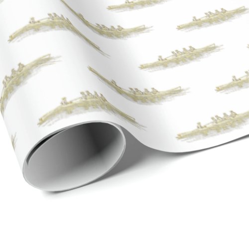 Gold White Rowing Rowers Crew Team Water Sports Wrapping Paper