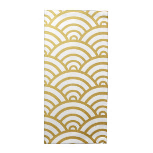 Gold & White Scallop Pattern Cloth Napkin